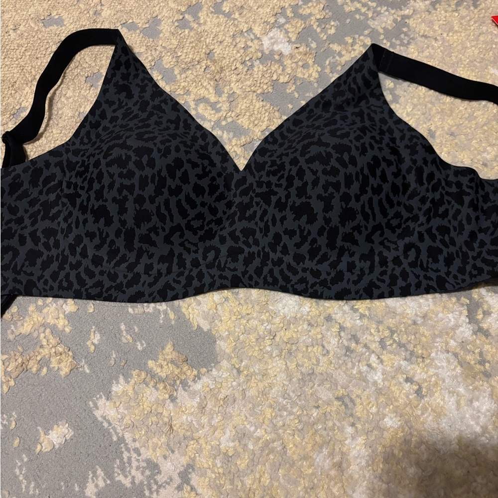Leopard Print Black Bra